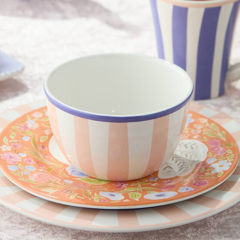 Certified International Menagerie 5.25" Ice Cream/Dessert Bowls, Set of 4 Assorted Designs - 5.25"L x 5.25"W x 3.00"H