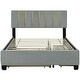 preview thumbnail 5 of 12, Upholstered Frame Platform Queen Size Bed with 2 Drawers, Pull-out Trundle and Classic Metal Strip Headboard Design Wingback Bed