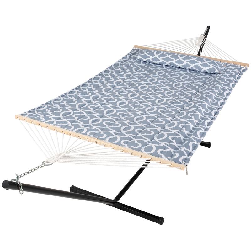 Outdoor Portable Double Hammock with Stand&Pillow Max 475 lbs Capacity