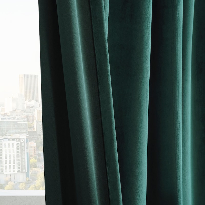 Exclusive Fabrics Basic Deluxe Velvet Curtains Pair - 2 Panels - Grommet Room Darkening Curtains