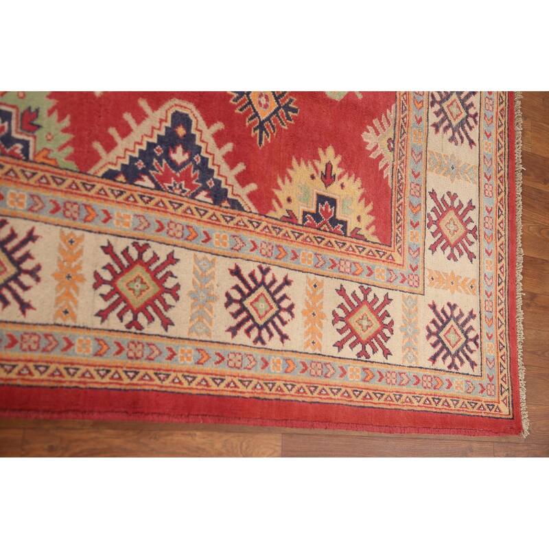 Geometric Kazak Rug Handmade Oriental Wool Carpet - 8'1"x 9'9"