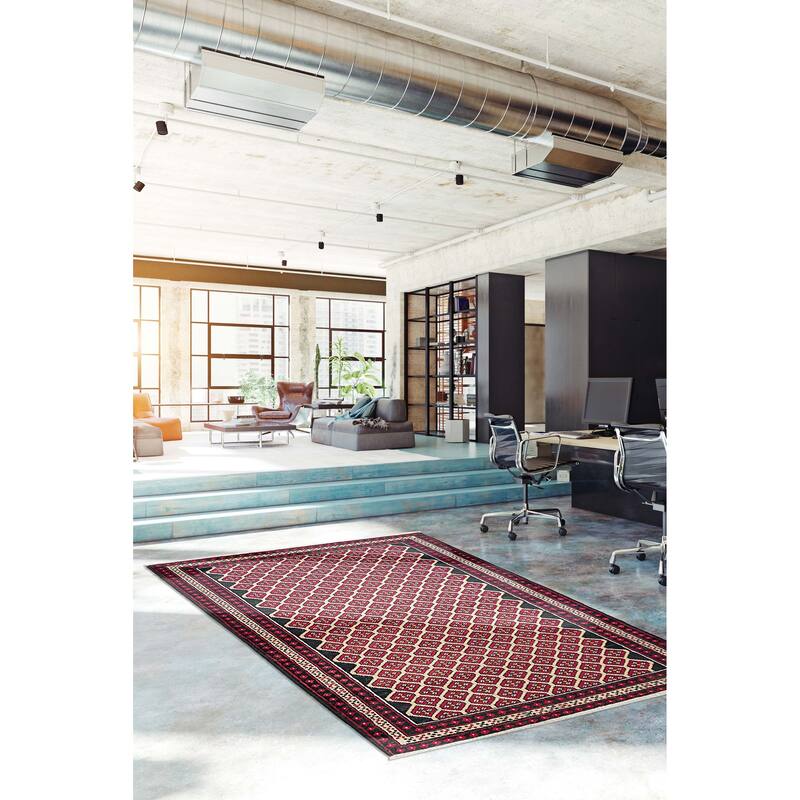 ECARPETGALLERY Hand-knotted Baluch Red Wool Rug - 4'1 x 6'8