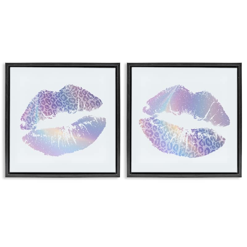 Stupell Glam Leopard Pattern Lipstick Framed Floater Canvas Wall Art Design By Kim Allen (Set of 2) - 25 x 25 - Black