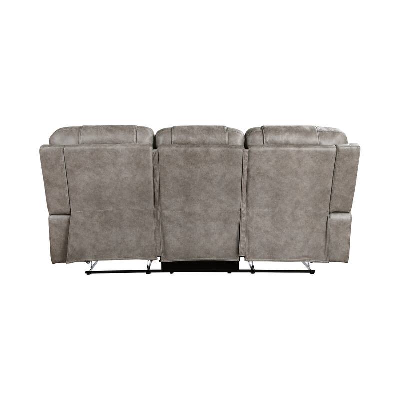 Erron Manual Double Recliner Sofa, Gray Brown Microfiber, 87 Inch