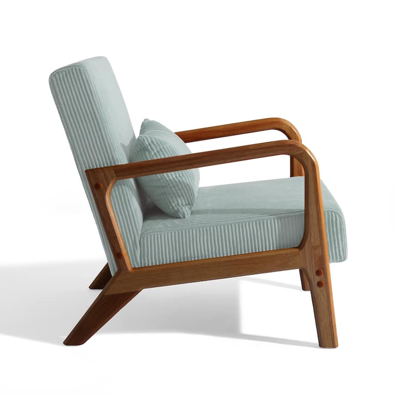 Uixe Mid Century Solid Wood Upholstered Corduroy Accent Chair