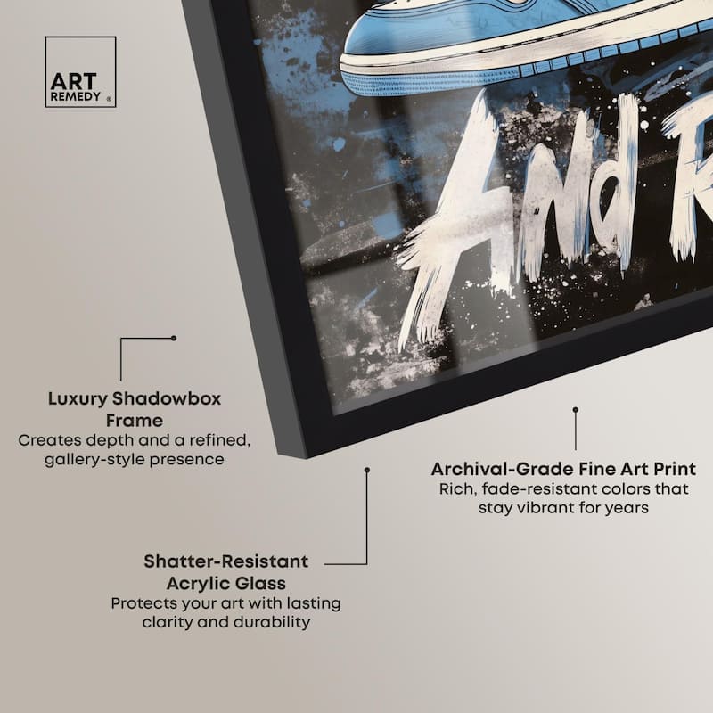 Hustle and Rise Sneaker Shadowbox by Art Remedy