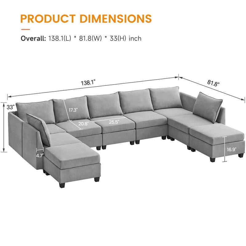 Sectional Sofa with Storage Seats