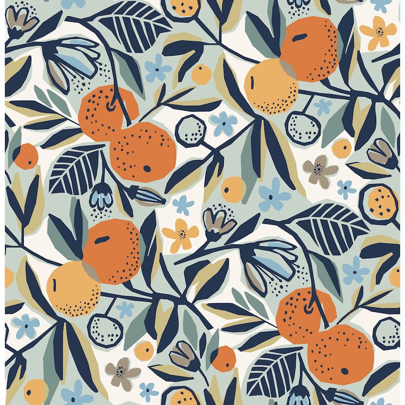 Pip & Lo Navy Clementine Garden Peel & Stick Wallpaper