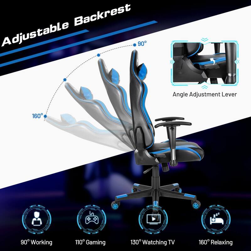 Gymax Gaming Chair Adjustable Swivel Racing Style Computer Office - See Details