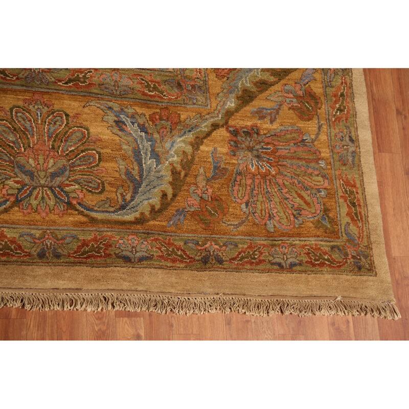 All-Over Floral Oushak Indian Large Area Rug Hand-Knotted Wool Carpet - 12'0"x 17'10"