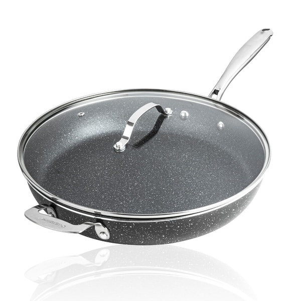 Granitestone 14" Nonstick Family Fry Pan with Helper Handle and Glass Lid