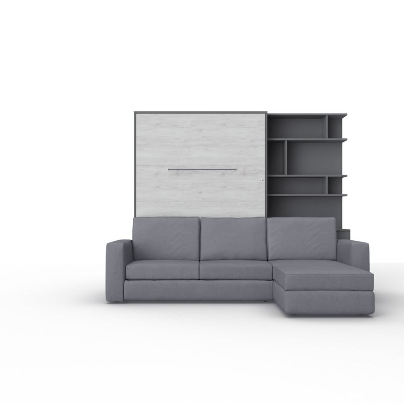 INVENTO Vertical Wall Bed with mattress 55.1" x 78.7" and Sectional