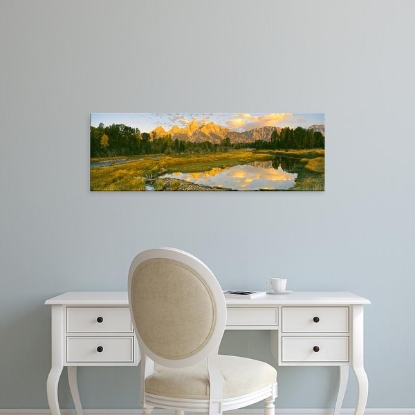 Easy Art Prints Panoramic Image 'Beaver Pond, Teton Range, Grand Teton National Park, Wyoming' Canvas Art