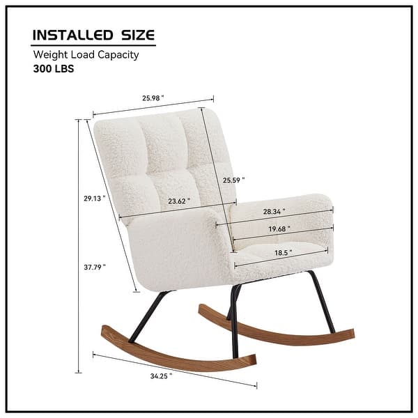 dimension image slide 0 of 2, Upholstered Lounge Chair Rocking Chair with High Backrest, for Nursing Baby, Reading