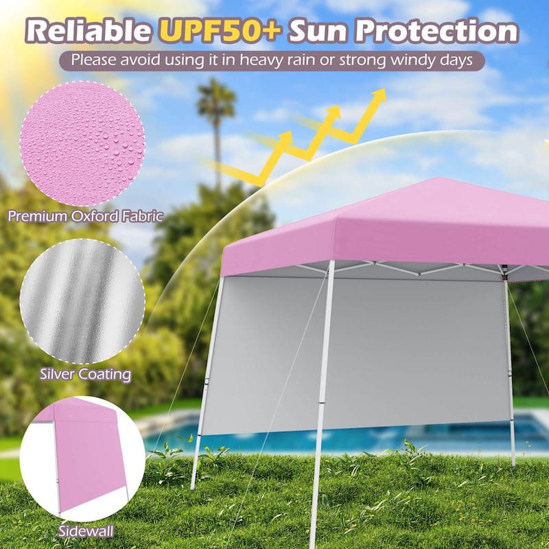 Costway 10 X 10FT Pop up Canopy Tent with 1 Sidewall, Portable - See Details