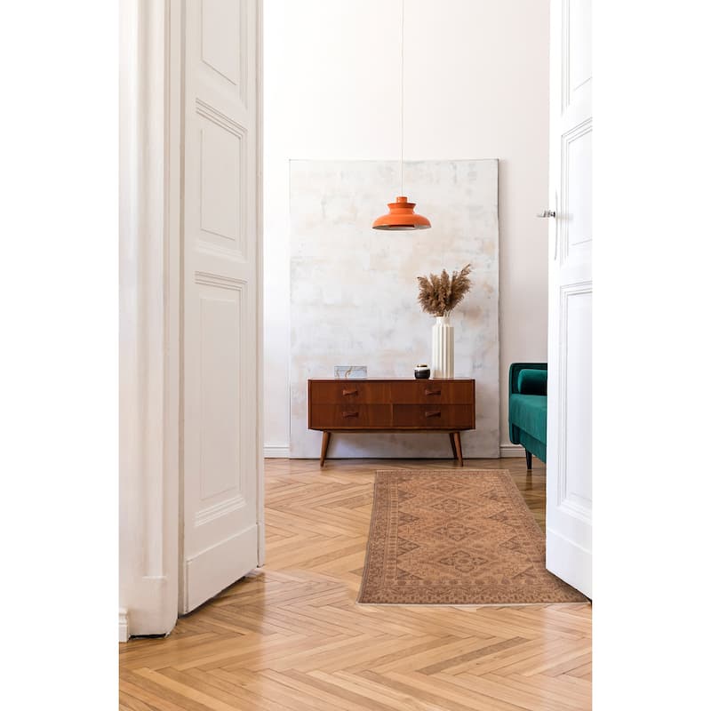 ECARPETGALLERY Hand-knotted Finest Khal Mohammadi Brown Wool Rug - 2'5 x 6'4