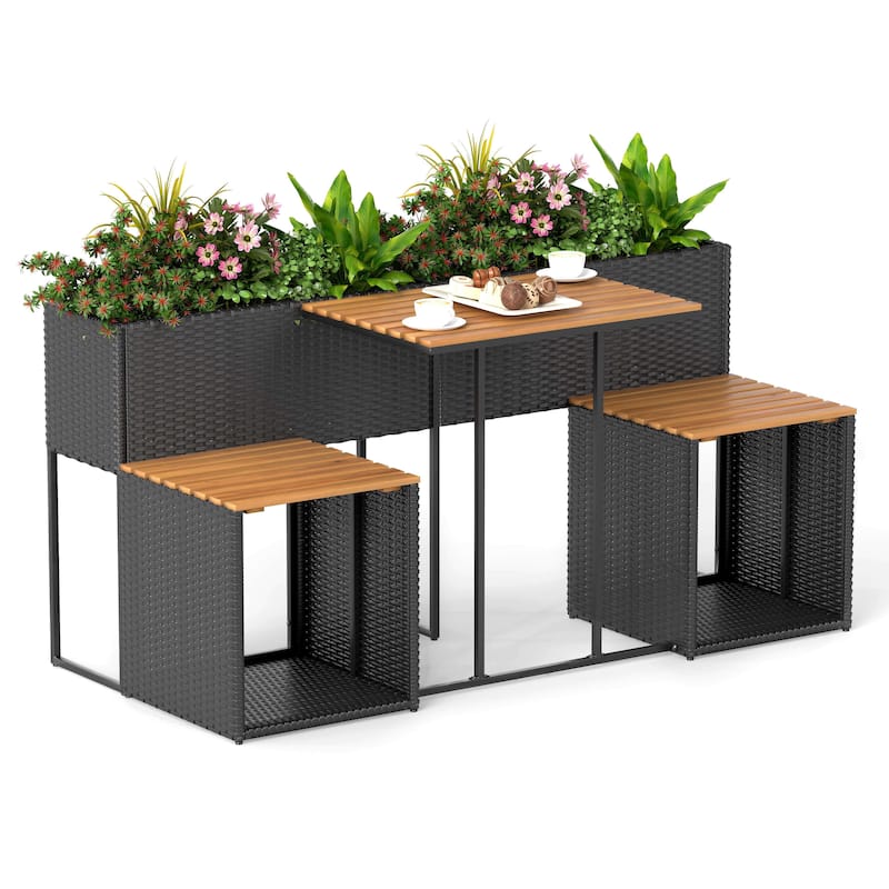 Costway Patio Furniture Set with Raised Garden Bed Built-in Chairs and - See Details