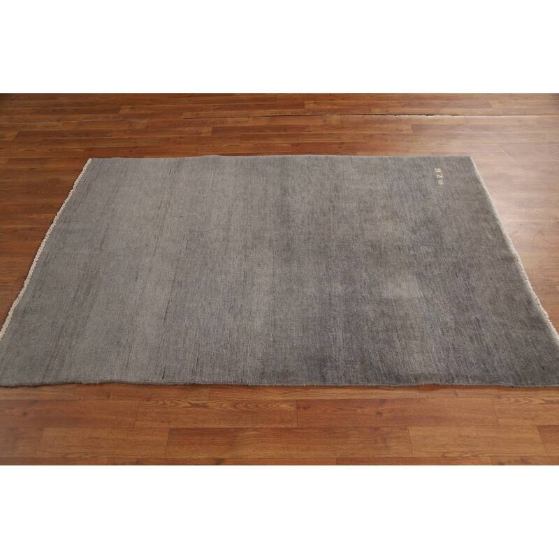 Gray Gabbeh Modern Rug Hand-Knotted Wool Carpet - 3'10"x 5'10"