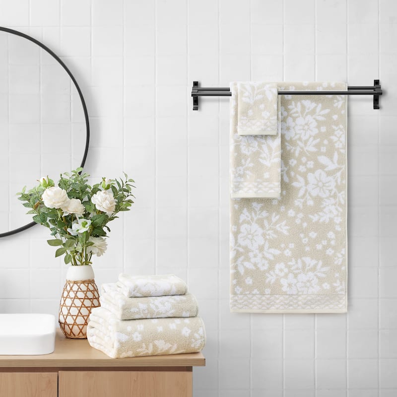 Lucky Brand Folk Floral 6-Piece Bath Towel Set 2 Bath towels 2 Hand towels 2 Washcloths - 28"x54"/16"x26"/12"x12"