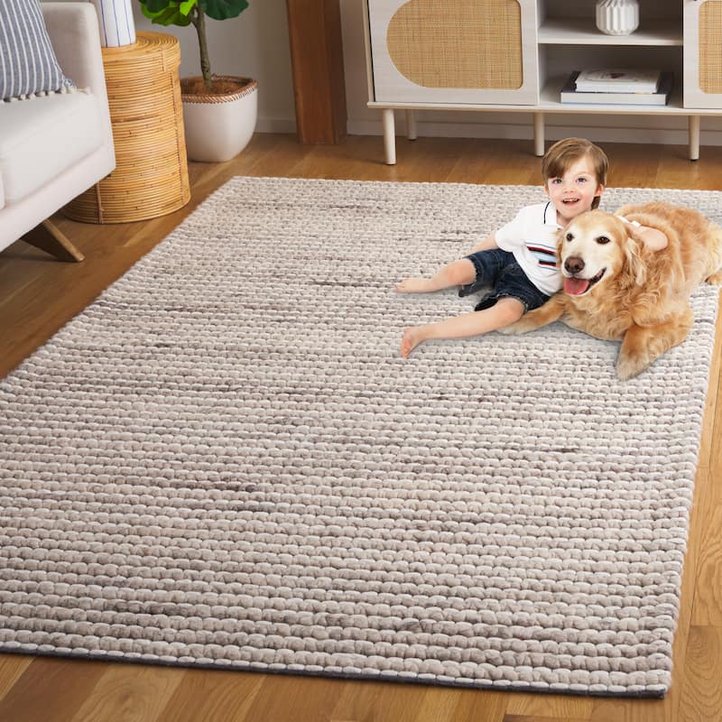 SAFAVIEH Handmade Marbella Katrein Wool Rug - 3' x 5' - Silver/Ivory