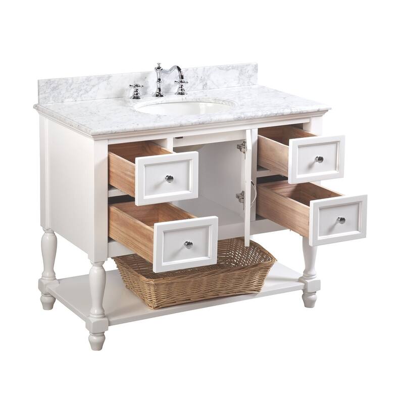 KitchenBathCollection Beverly 42" BathroomVanity w/ Carrara Marble Top