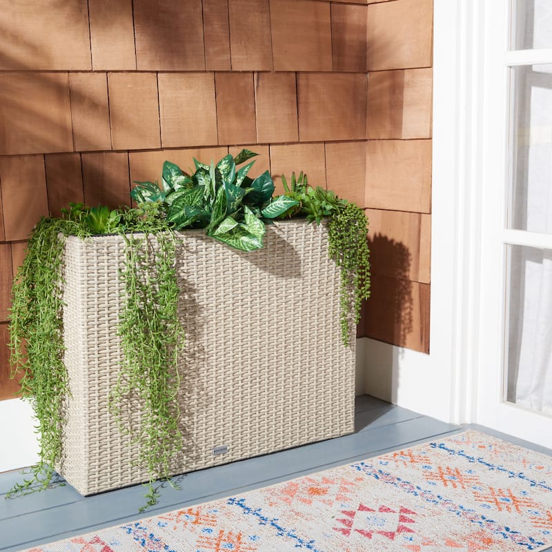 SAFAVIEH Outdoor Living Rita Flower Rack - 32.2" W x 11.02" L x 24.8" H - Beige