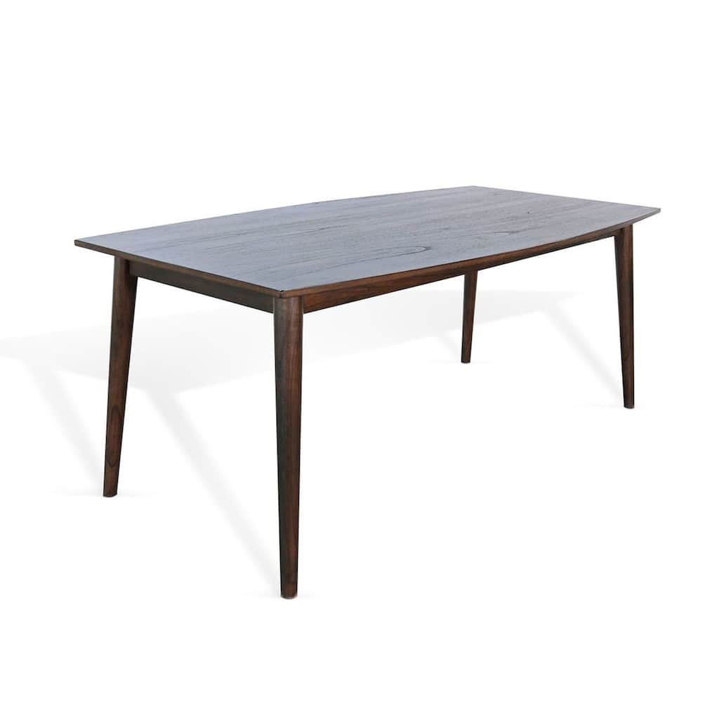 Amy Dining Table, 72 Inch Curved Edge Top, Dark Brown Solid Mindi Wood - Dark Brown
