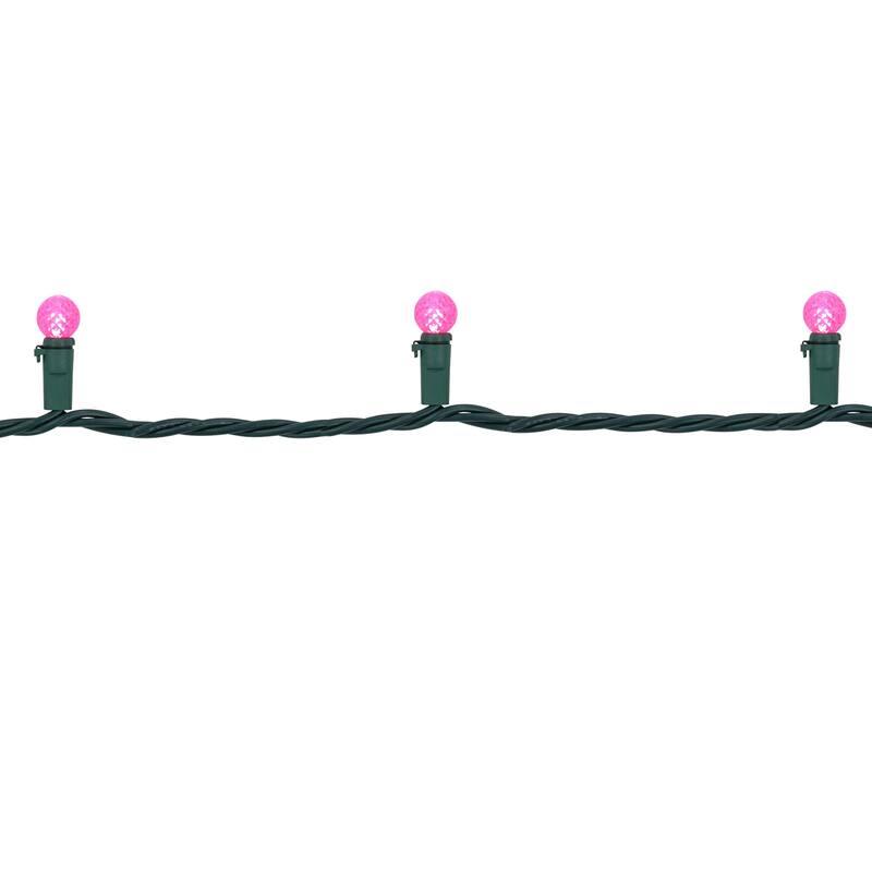 LED G12 Berry Christmas Lights - Pink - 16' Green Wire - 50 ct