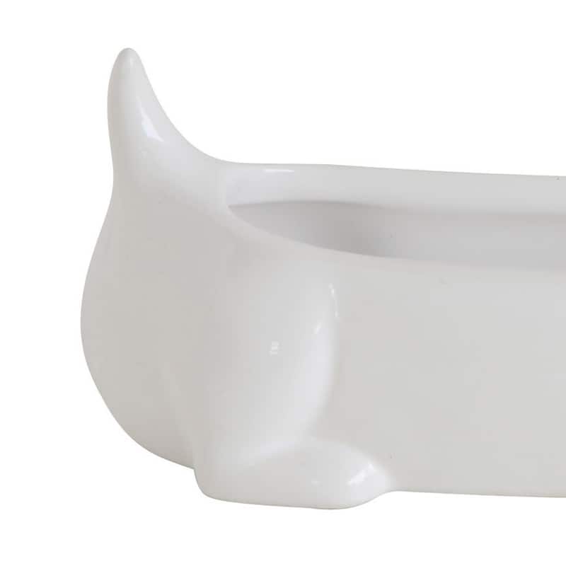 Long White Ceramic Dachshund Cracker Dish
