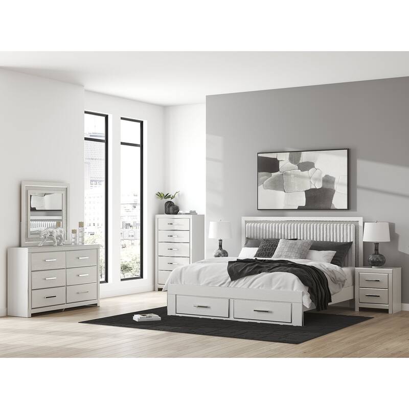 Signature Design by Ashley Birmonton White King Upholstered Panel Heaboard