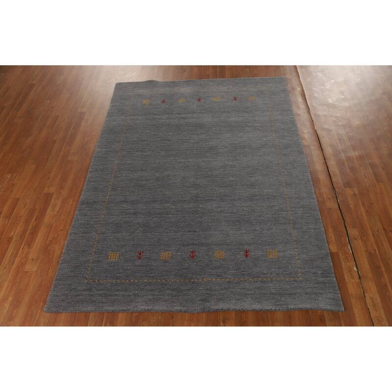 Hand Knotted Oriental 100% Wool Carpet Tribal Tribal Greys & Charcoal Gabbeh Area Rug - 7' 10'' X 5' 8''