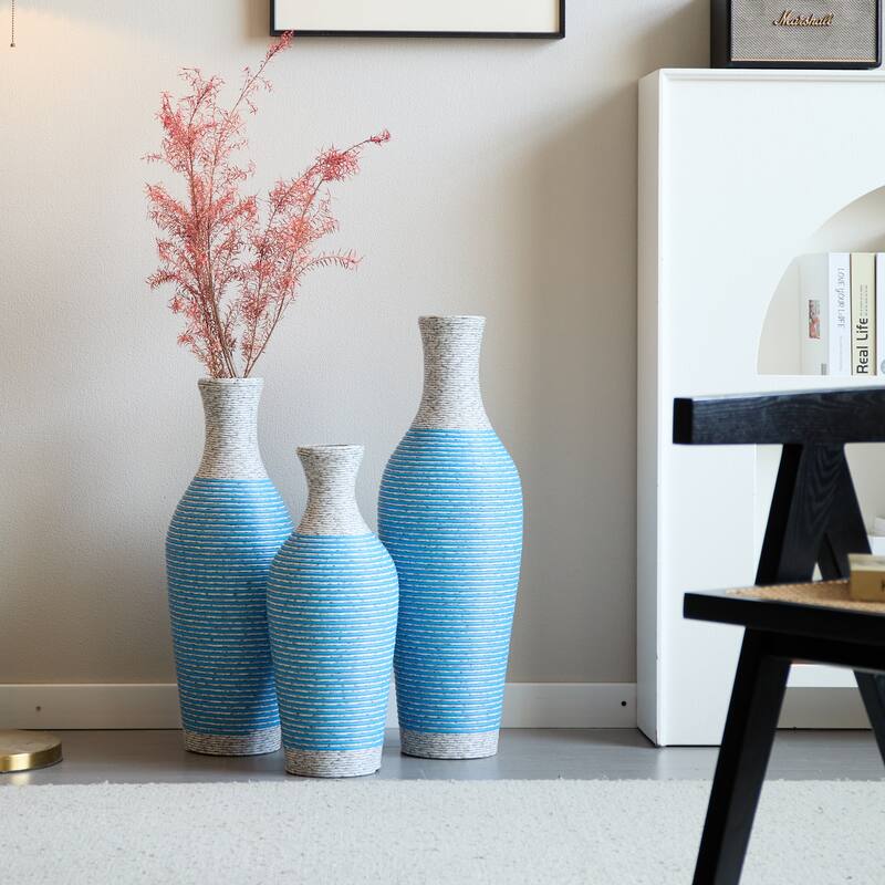 Desktop Vase, Brown Decorative Floor Vase, Classic and Neat Floor Vase, Home Decoration Flower Stand Set of 3 pieces