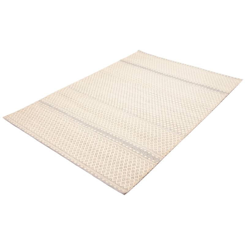 ECARPETGALLERY Hand Tufted Sienna Cream Wool Rug - 6'6 x 9'8