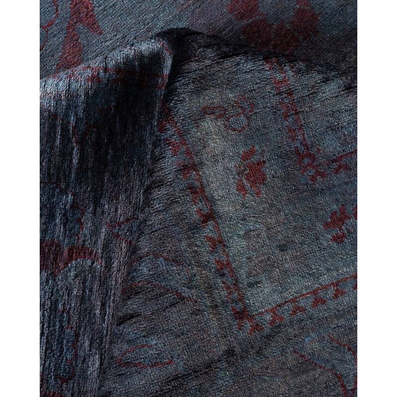 Overton Handknotted Wool Vintage Inspired Contemporary Overdyed Gray Area Rug - 14' 10" x 12' 1"