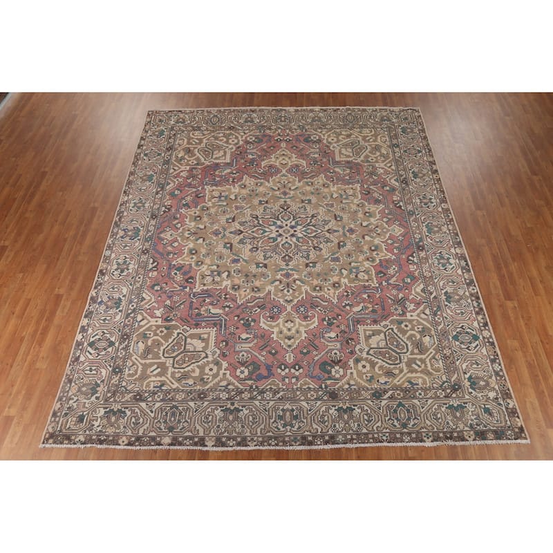 Geometric Bakhtiari Persian Vintage Area Rug Hand-Knotted Wool Carpet - 10'2"x 12'8"