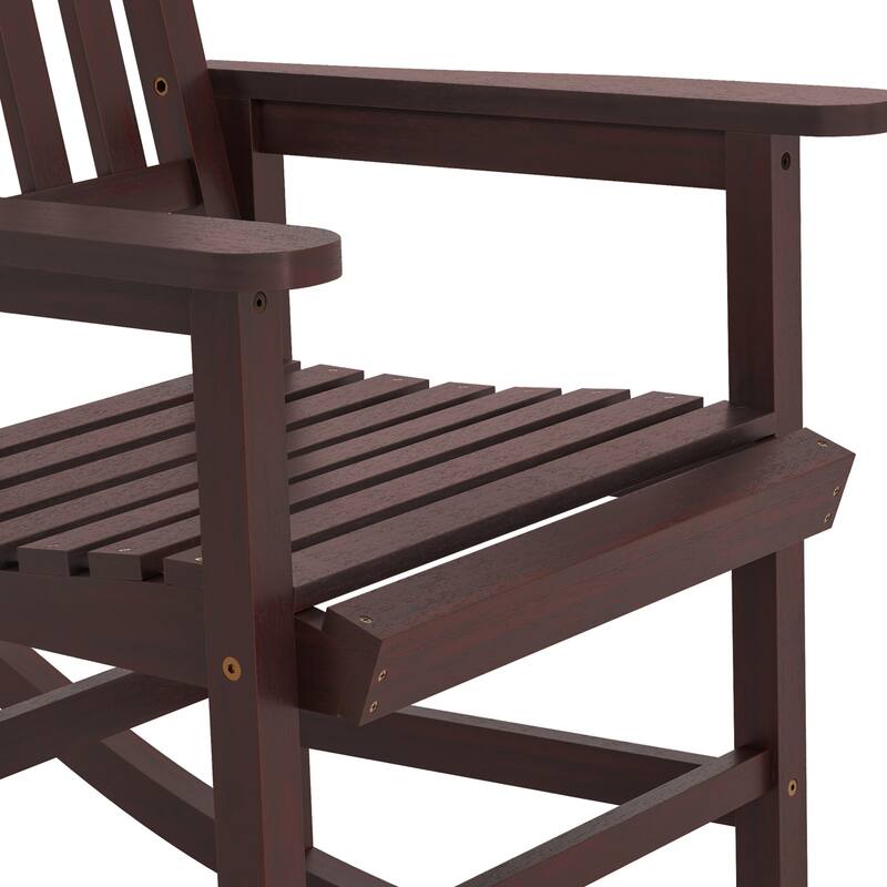 Acacia Wood Outdoor Rocking Chair, Traditional Porch Outdoor Rocker Chairs Set of 2 - 43" H