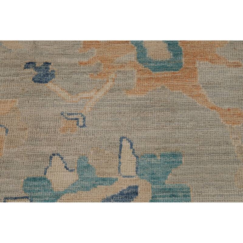 Hand Knotted Oriental 100% Wool Carpet Transitional All-Over Greys & Charcoal Oushak Area Rug - 10' 4'' X 8' 1''