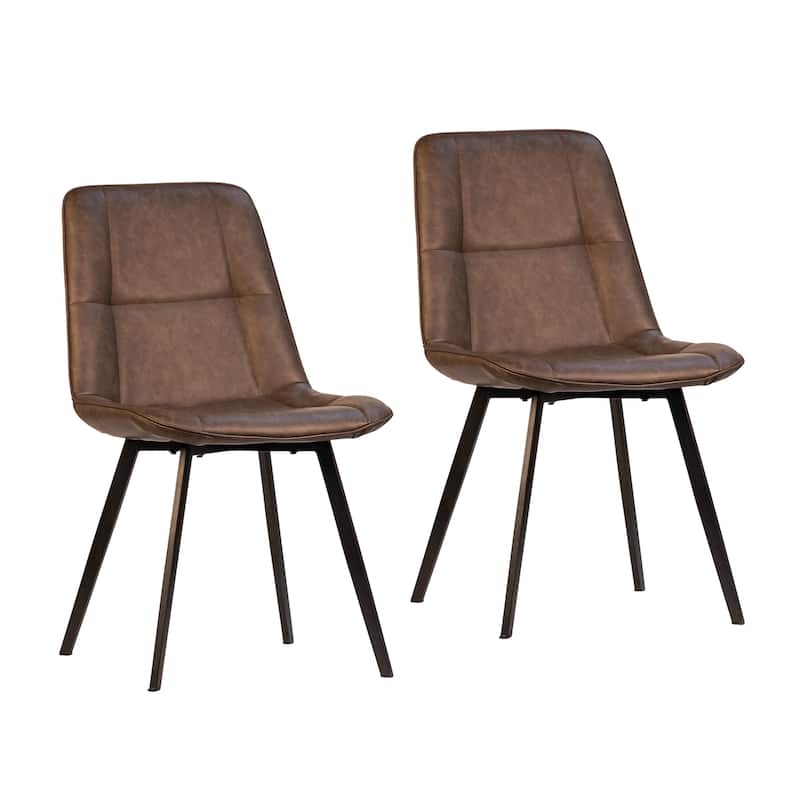 Ridgeway PU Leather Upholstered Dining Chair, Brown (Set of 2)