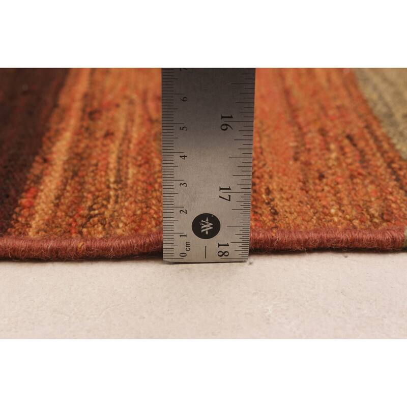 ECARPETGALLERY Flat-Weave Boho Copper Wool Kilim - 8'0 x 10'1