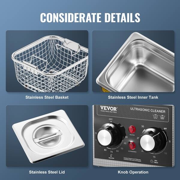 10 Liter Ultrasonic Cleaner Machine With Digital Heater & Timer - 240W, 40kHz