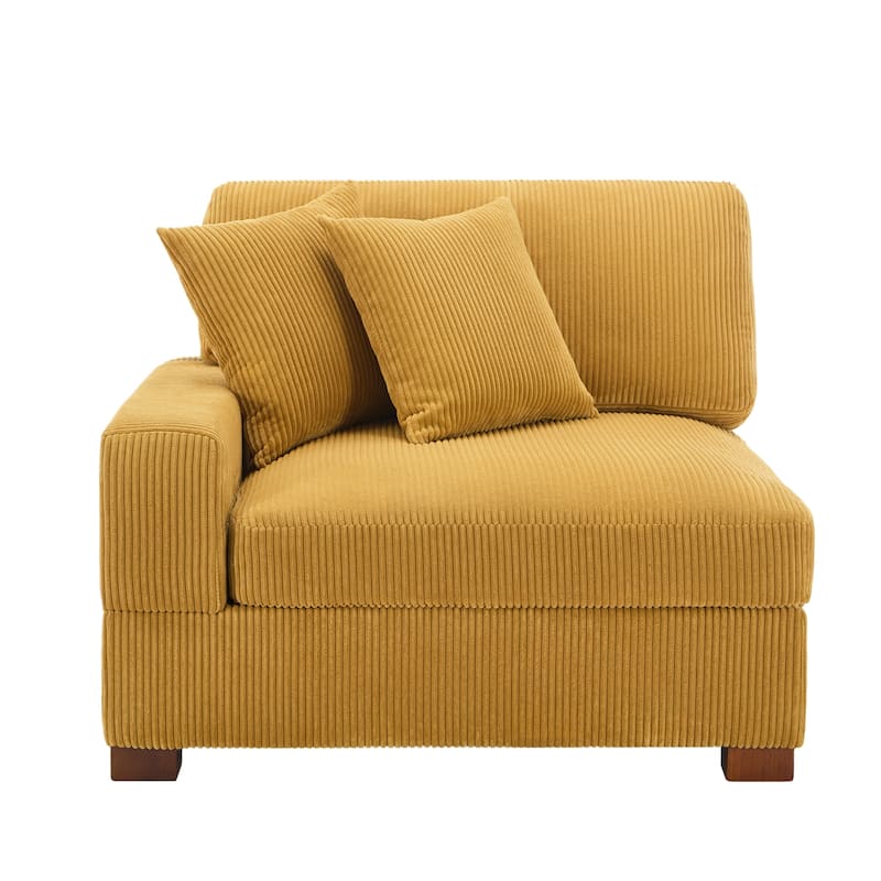 Modern L-Shaped Corduroy Modular Sectional Couch Sofa with Pillows
