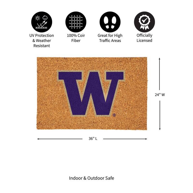 University of Washington Full Color Indoor/Outdoor Coir Mat