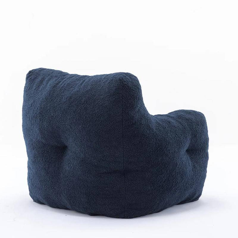 Grondin Mid-Century Modern Faux Fur Fabric Upholstery Bean Bag Chair Tufted Foam Padding Lazy Sofa with Armrests