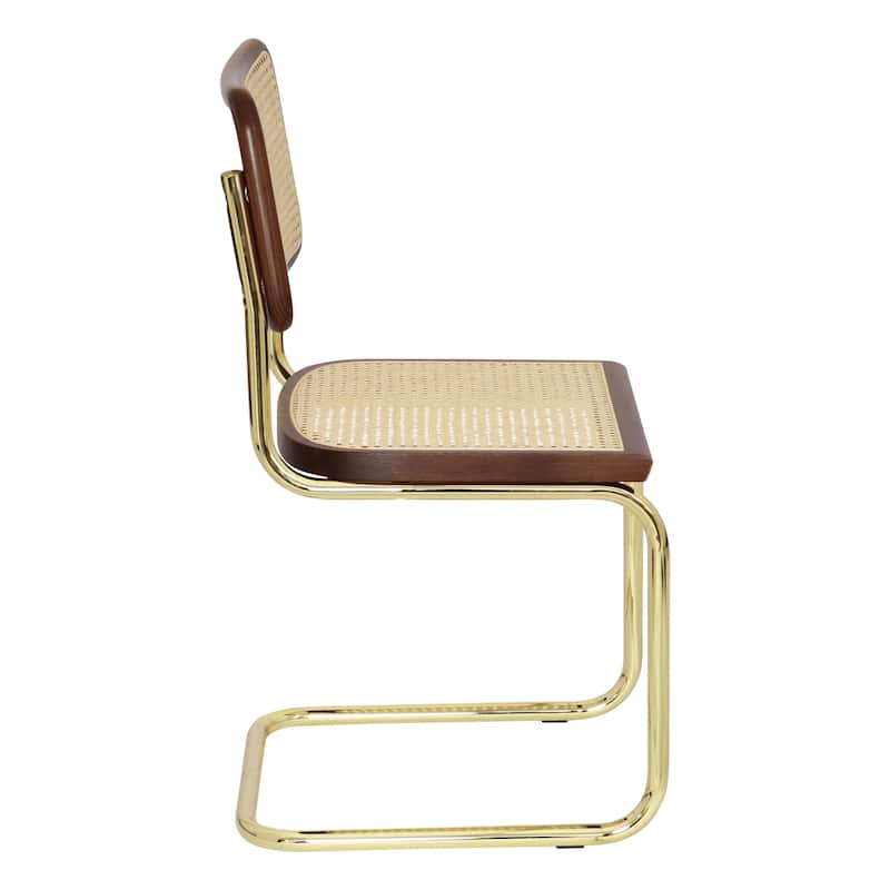 Breuer Chair Company Marcel Breuer Cesca Cane Cantilever Side Chair w/ Brass Steel Frame (Various Wood & Cane Colors)