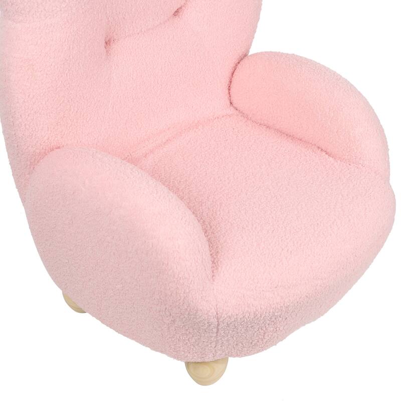 Kids Bear-Shaped Sherpa Chair, Cozy Toddler Foam Sofa for Boys and Girls