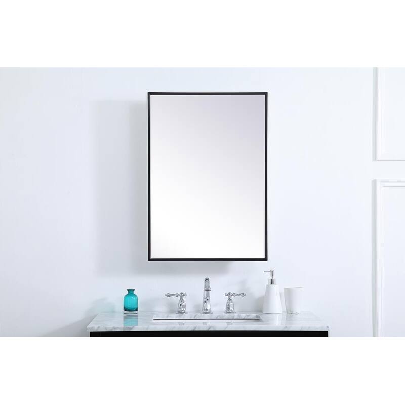 Lulu Mirrored Rectangular 2-shelf Medicine Cabinet - 20" - Black
