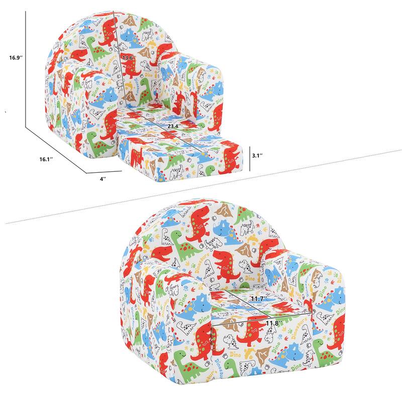 Kids Couch, Toddler 2-in-1 Convertible Sofa to Lounger