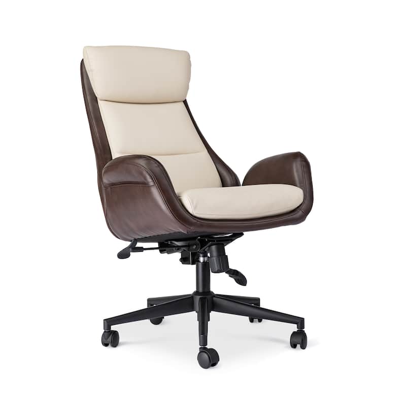 Glitzhome 48-inch Two-tone High Back Gaslift Ergonomic Executive Swivel Home Office Chair - 43.75"-47.75"H