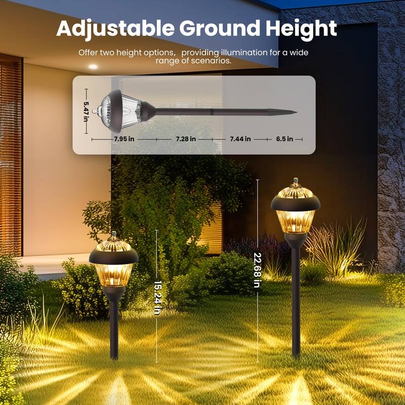Solar Powered Bronze Metal Pathway Lights, Waterproof Outdoor Landscape Lighting for Garden