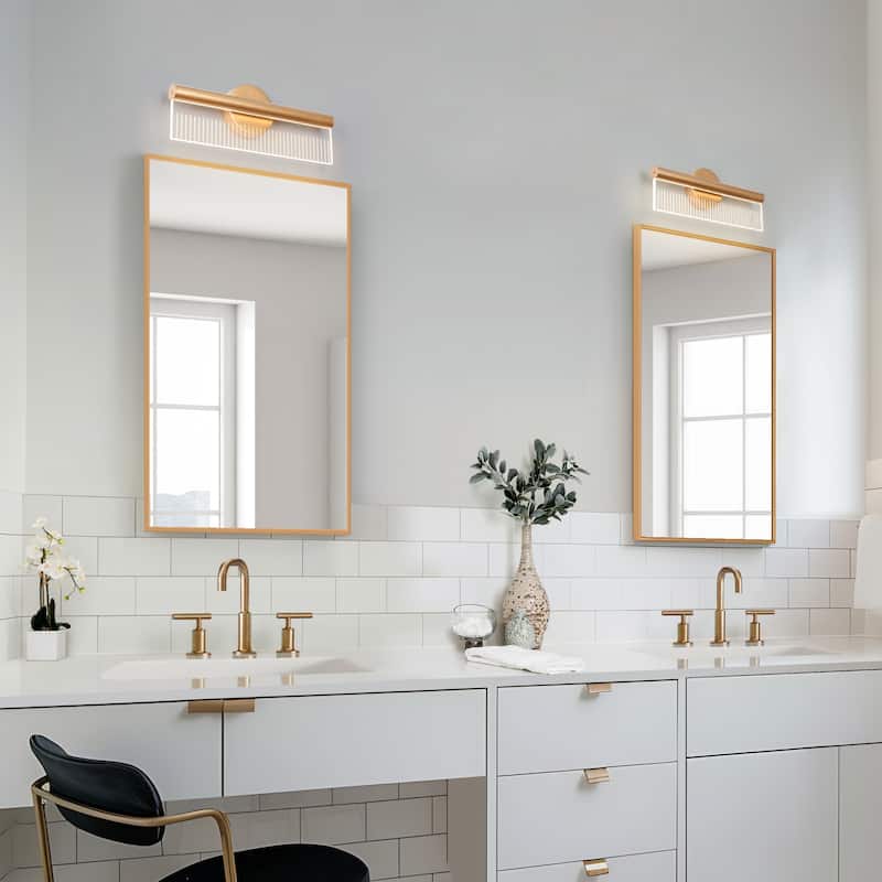 Modern LED Linear X Frame Glam Wall Sconce with Acrylic shade for Dining Room Mirror - W4.9" x H23.6" x D1.8"